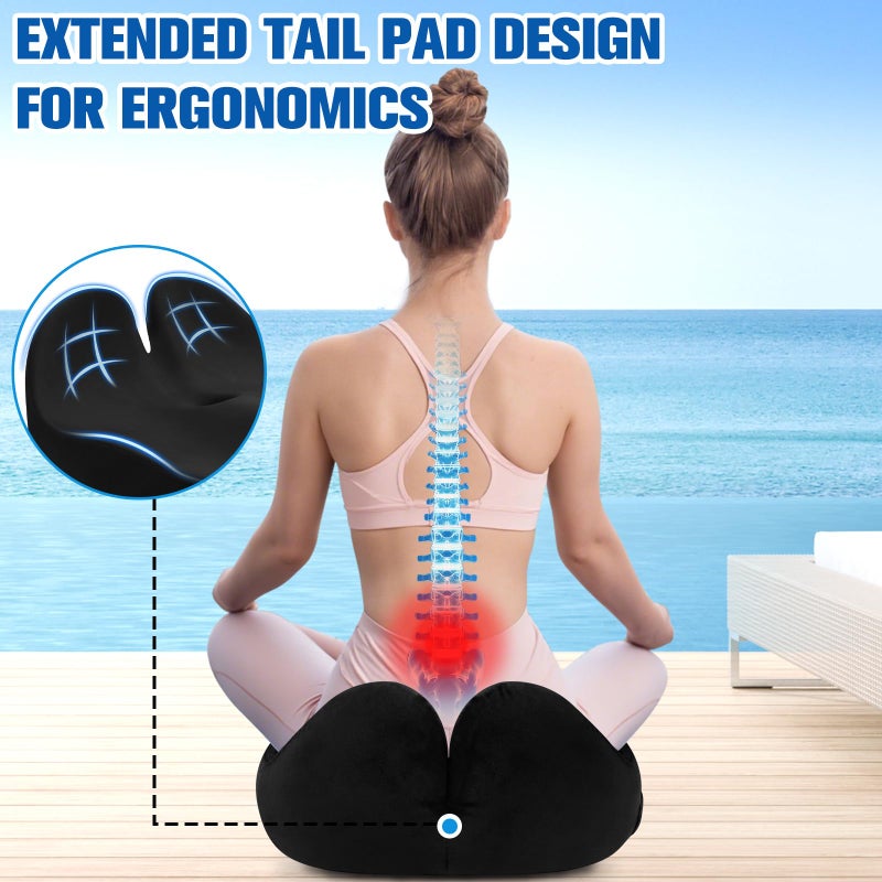 DailyCuddles Seat Cushion, Chair Cushions for Office Chairs/Desk Seats/Wheelchair - Hip&Sciatica&Tailbone Pain Relief Memory Foam Office Chair Cushion for Long Sitting Office Workers, Black - Image 4