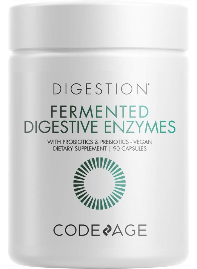 Codeage Digestive Enzymes Supplement, 3-Month Supply, Gut Health Probiotics, Prebiotics, Fermented Multi Enzymes, Plant-Based Superfood, One Capsule a Day, Vegan, Non-GMO, 90 Capsules - Image 1