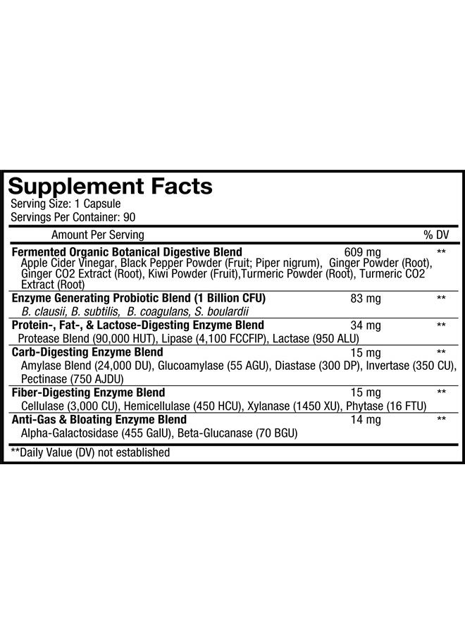 Codeage Digestive Enzymes Supplement, 3-Month Supply, Gut Health Probiotics, Prebiotics, Fermented Multi Enzymes, Plant-Based Superfood, One Capsule a Day, Vegan, Non-GMO, 90 Capsules - Image 2