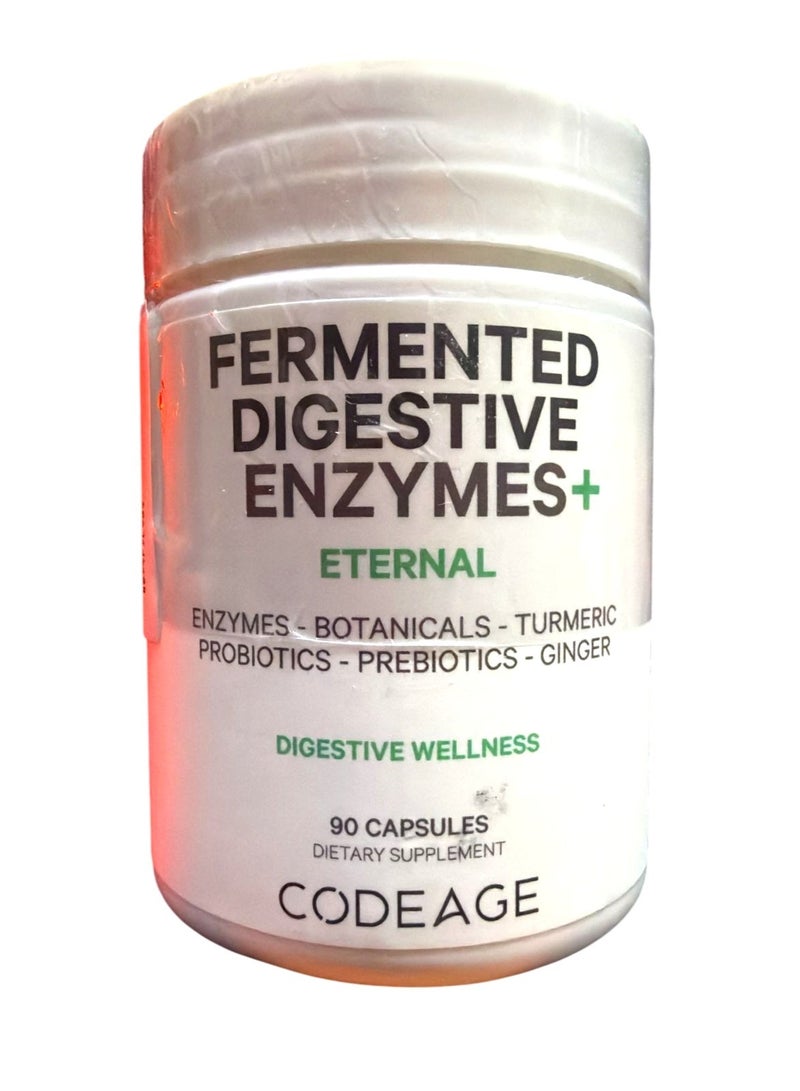 Codeage مكمل إنزيمات الهضم، إمداد لمدة 3 أشهر، بروبيوتيك لصحة الأمعاء، بريبيوتيك، إنزيمات متعددة مخمرة، غذاء فائق نباتي، كبسولة واحدة يوميًا، نباتي، غير معدّل وراثيًا، 90 كبسولة - Image 1