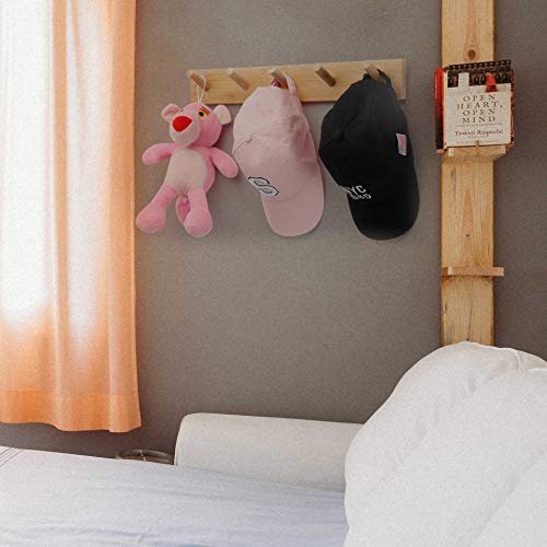 WEBI Coat Rack Wall Mounted,16" Hole to Hole,Coat Hanger Wall Mount with 5 Hooks for Hanging Coats,Hook Rack Peg Rail for Hats,Jacket,Clothes,Towels,Natural - Image 5