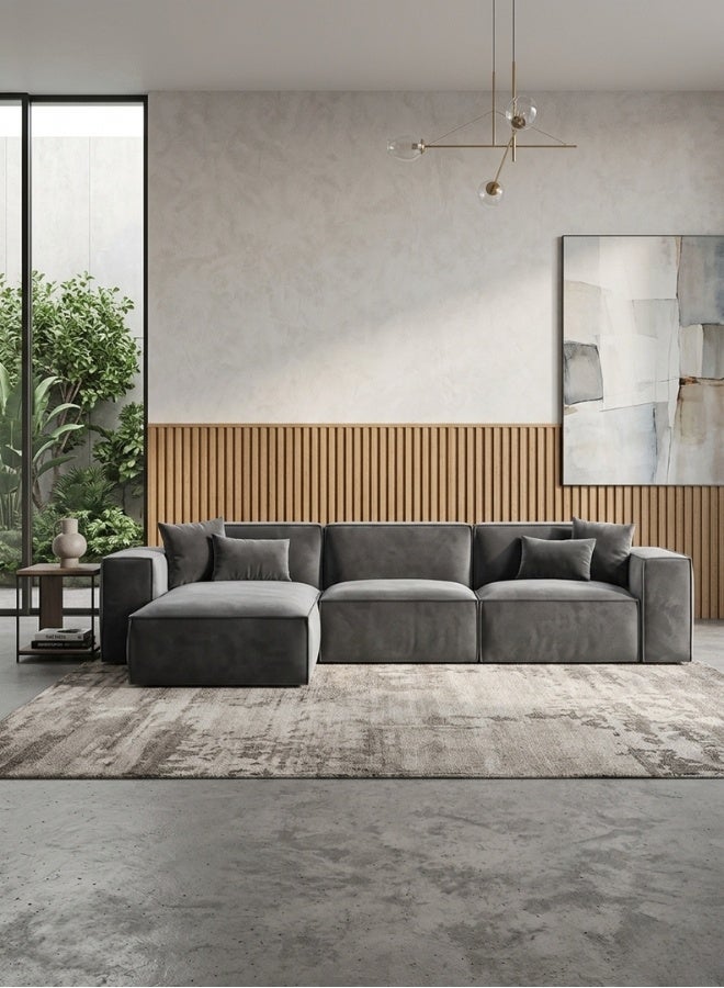 SULSHA طقم أريكة فاخرة على شكل L | أريكة زاوية | أثاث تصميم حديث أريكة قسم للمعيشة (رمادي) - Image 1