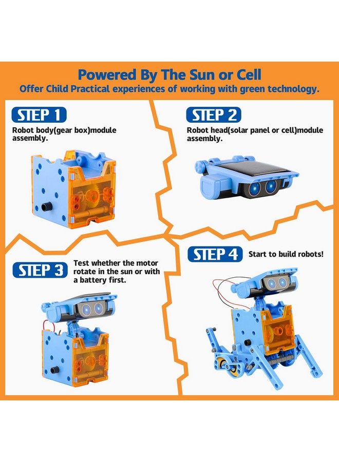 Sillbird Stem Projects 12 In 1 Solar Robot Toys For Kids 190 Pieces Solar And Cell Powered Dual Drive Motor Diy Building Science Learning Educational Experiment Kit Gift For Boys Girls Aged 8 12 - Image 5