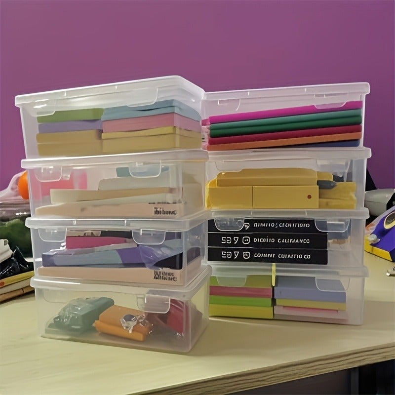 10pcs (5pcs Containers And 5pcs Lids) Large Storage Boxes with Lids - Heavy-Duty Organizing Bins, Stackable Containers for Office, Arts & Crafts, Lightweight And Portable, Snap-On Lid Design, Home Workspace Organization And Storage for, Utility Box - Image 5