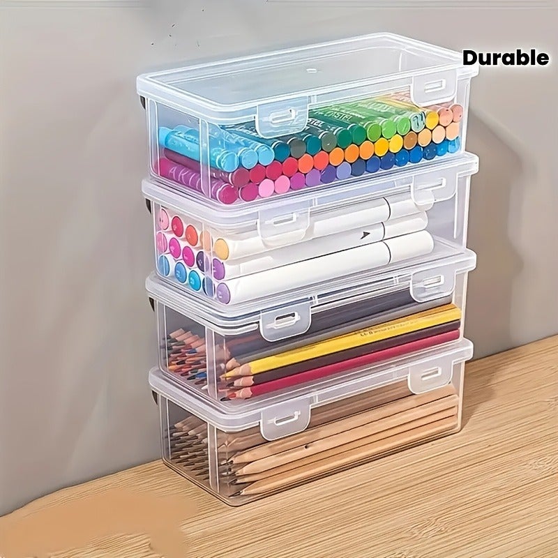 10pcs (5pcs Containers And 5pcs Lids) Large Storage Boxes with Lids - Heavy-Duty Organizing Bins, Stackable Containers for Office, Arts & Crafts, Lightweight And Portable, Snap-On Lid Design, Home Workspace Organization And Storage for, Utility Box - Image 4