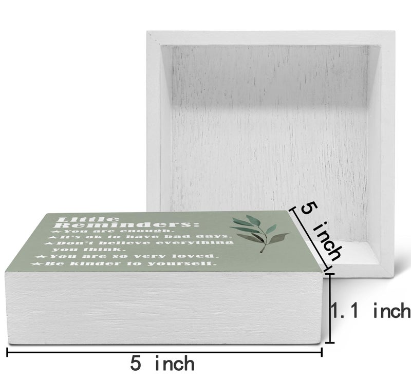 SRADMO Inspirational Little Reminders Wood Box Sign Desk Decor  Green Inspirational Desk Decor  Inspirational College Gifts Box Sign Decor for Office Home Dorm Desk Shelf Table Decorative Accessories - Image 2