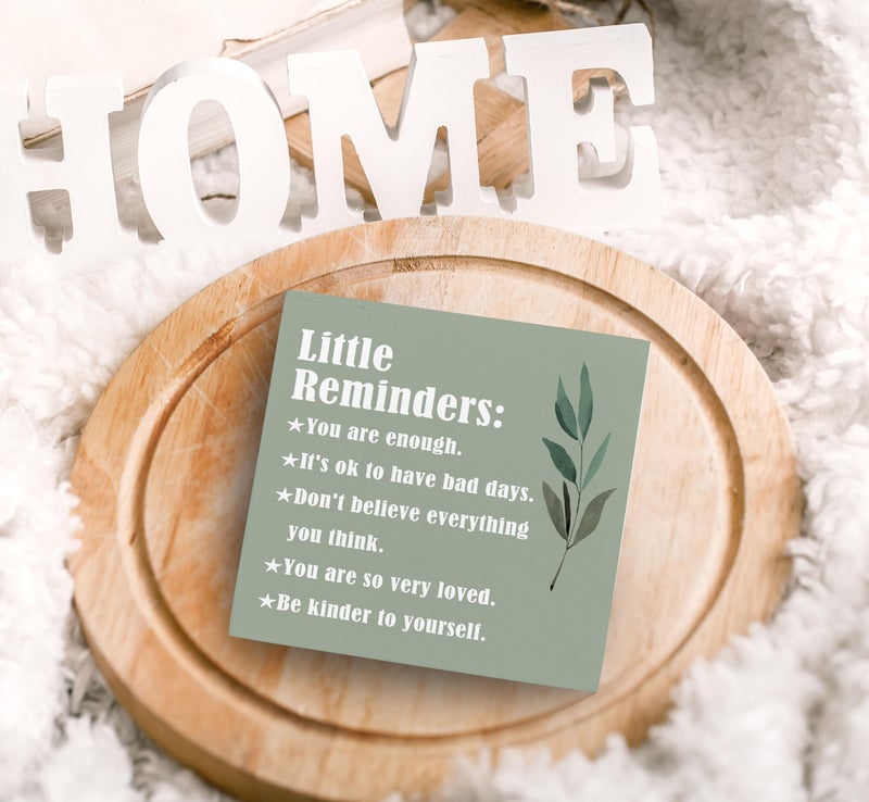 SRADMO Inspirational Little Reminders Wood Box Sign Desk Decor  Green Inspirational Desk Decor  Inspirational College Gifts Box Sign Decor for Office Home Dorm Desk Shelf Table Decorative Accessories - Image 5