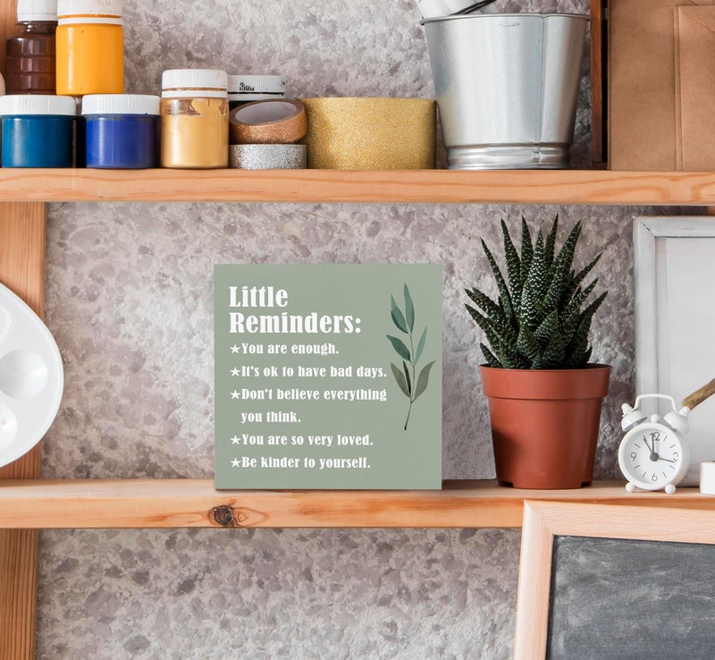 SRADMO Inspirational Little Reminders Wood Box Sign Desk Decor  Green Inspirational Desk Decor  Inspirational College Gifts Box Sign Decor for Office Home Dorm Desk Shelf Table Decorative Accessories - Image 4