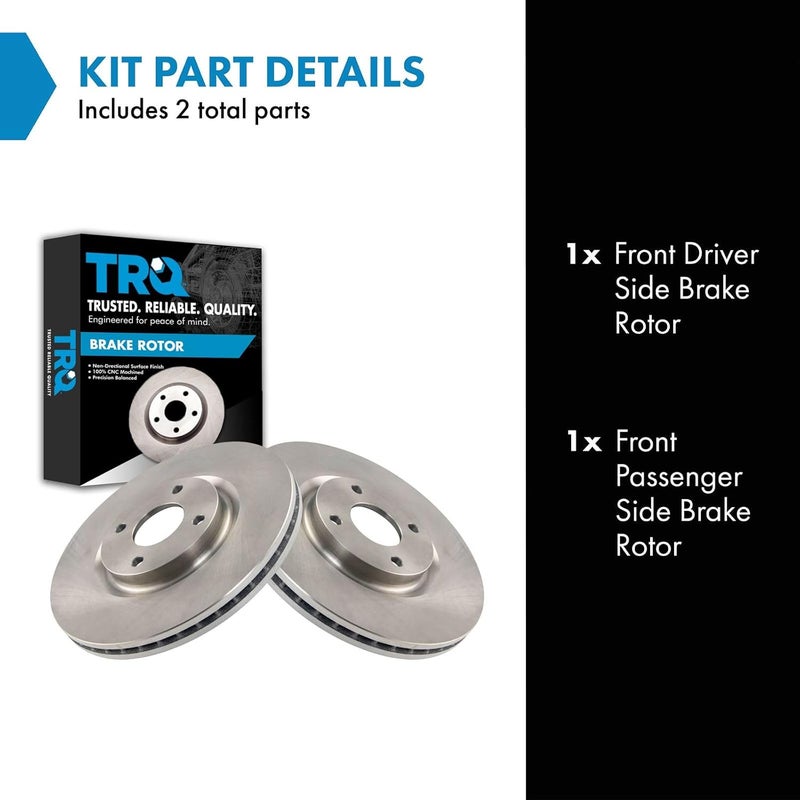 TRQ Front Brake Rotor Set Vented Compatible with 2018-2022 Ford EcoSport - Image 2