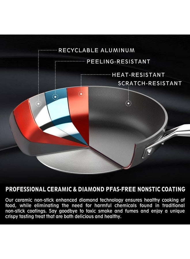 MsMk 12 Inch Nonstick Frying Pan with Lid, Titanium and Ceramic Nonstick skillet with lid, PFOA Free, Non-Toxic, Stay-Cool Handle, Scratch-resistant, Dishwasher Safe, Oven Safe to 700°F - Image 3