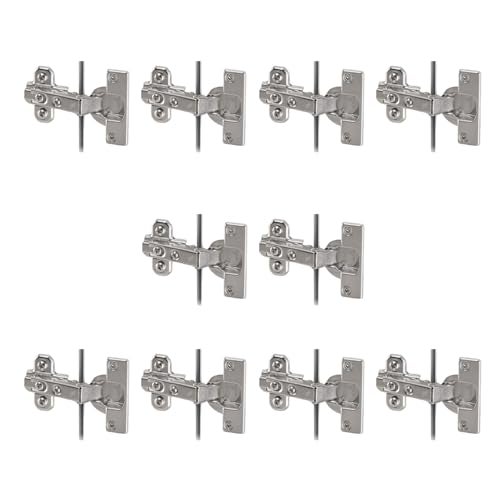 Hettich Slide On 9.5K Soft Close Cabinet Hinge with Mounting Plate, 4 Hole Half Overlay, Nickel Plated, 95° Opening, for 14-25mm Panels, Pack of 5 (10 Hinges) - Image 1