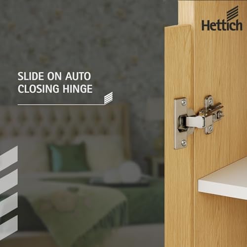 Hettich Slide On 9.5K Soft Close Cabinet Hinge with Mounting Plate, 4 Hole Half Overlay, Nickel Plated, 95° Opening, for 14-25mm Panels, Pack of 5 (10 Hinges) - Image 2