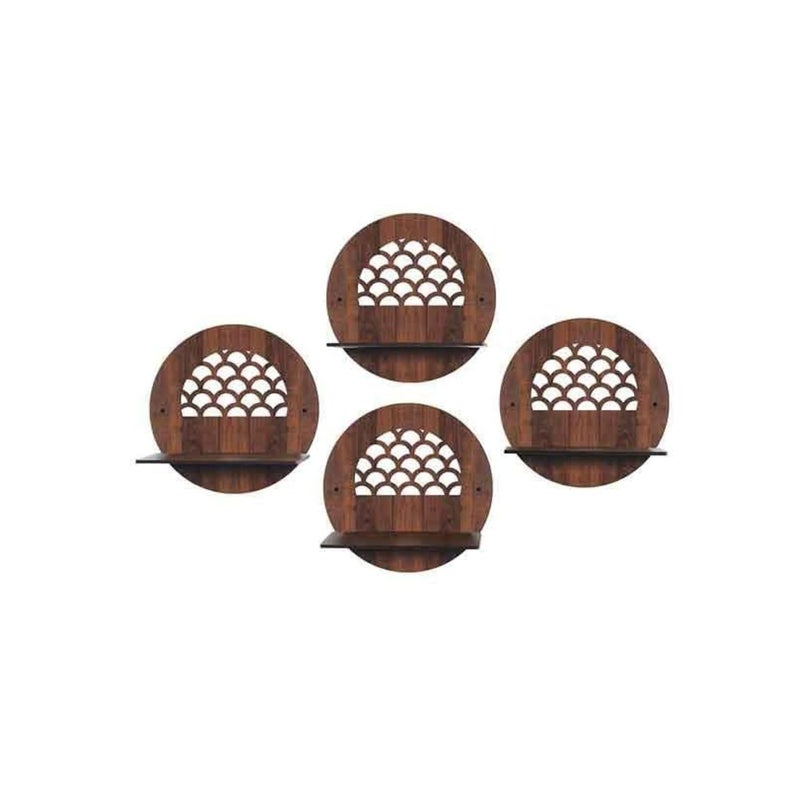 Ingo creation Wall Mounted Shelf for Living Room Stylish MDF Floating Shelf Freestanding for Living Room Bedroom Kitchen Easy Assembly Set of 4Round Shelf - Image 1