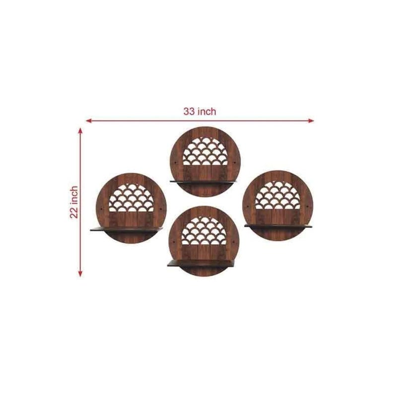 Ingo creation Wall Mounted Shelf for Living Room Stylish MDF Floating Shelf Freestanding for Living Room Bedroom Kitchen Easy Assembly Set of 4Round Shelf - Image 3