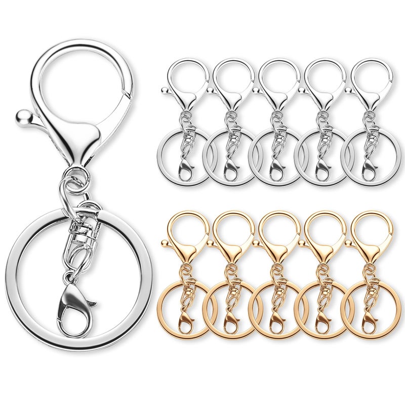 Gkeygo 10 Pack a Set Metal Lobster Claw Clasps and Key Rings, Key Chain Accessories, Keychain Making kit for Keys, Art Crafts, Jewelry Making, Silver - Light Gold - Image 1