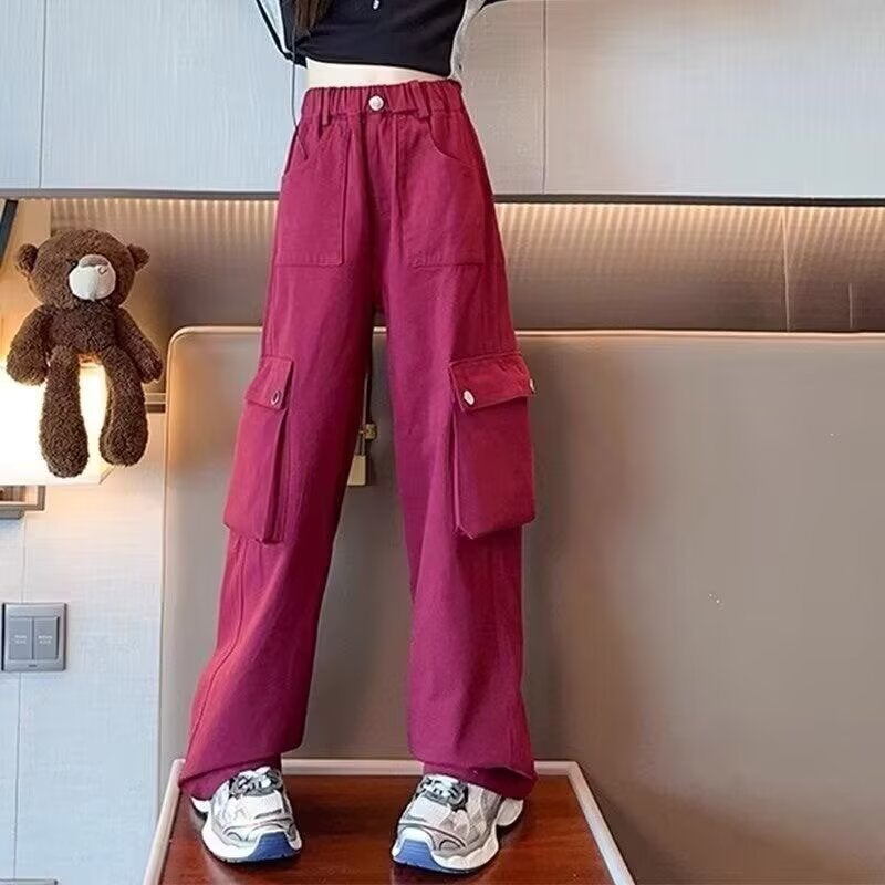 Girls' Casual Pants Sports Pants Fashionable Girls' Large Children'S Cute Pants Loose Trendy Pants - Image 3