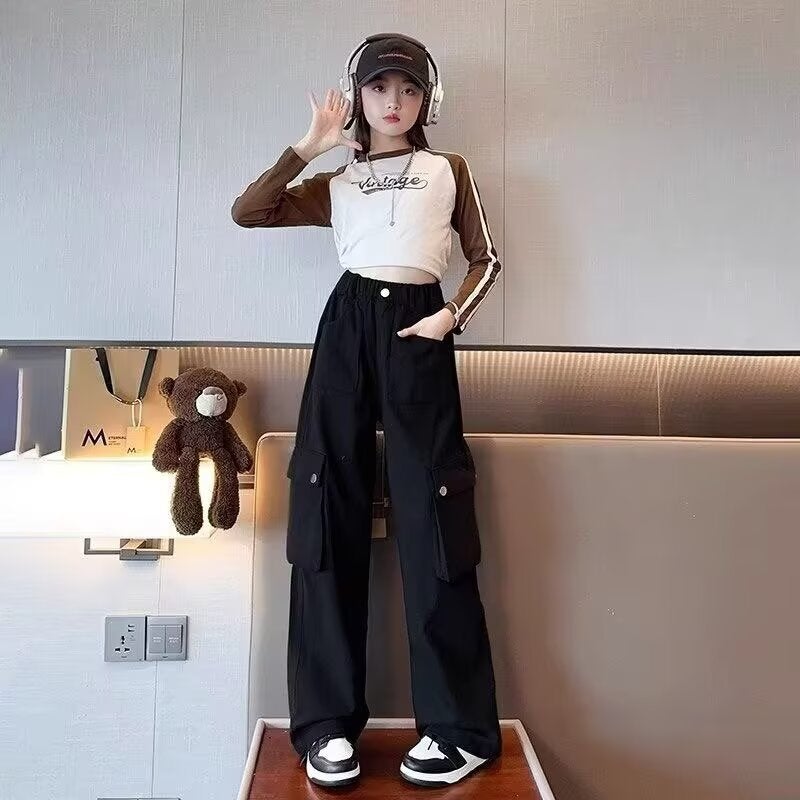 Girls' Casual Pants Sports Pants Fashionable Girls' Large Children'S Cute Pants Loose Trendy Pants - Image 2