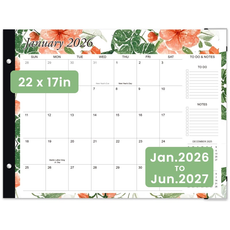Telihao Desk Calendar 2026 - Large 22x17 Monthly Calendar, 18 Month Desk Top Calendars (Jan 2026â€“Jun 2027) Teacher & Office Desk Calendars Organizer (white, 22 * 17) - Image 1
