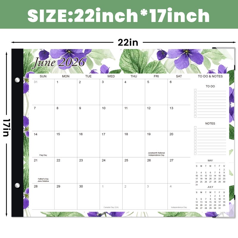 Telihao Desk Calendar 2026 - Large 22x17 Monthly Calendar, 18 Month Desk Top Calendars (Jan 2026â€“Jun 2027) Teacher & Office Desk Calendars Organizer (white, 22 * 17) - Image 2