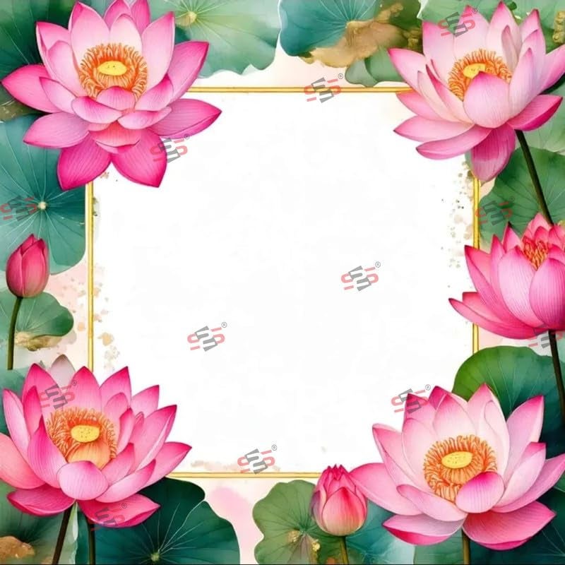 S2S قماش خلفية لوتس إطار لتزيين البوجا التقليدي، قماش تزيين خلفية | قماش ستارة للمهرجانات والفعاليات والمناسبات - (5 × 5 قدم) - Image 2