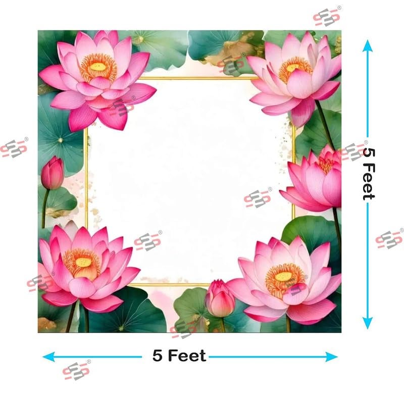 S2S قماش خلفية لوتس إطار لتزيين البوجا التقليدي، قماش تزيين خلفية | قماش ستارة للمهرجانات والفعاليات والمناسبات - (5 × 5 قدم) - Image 5