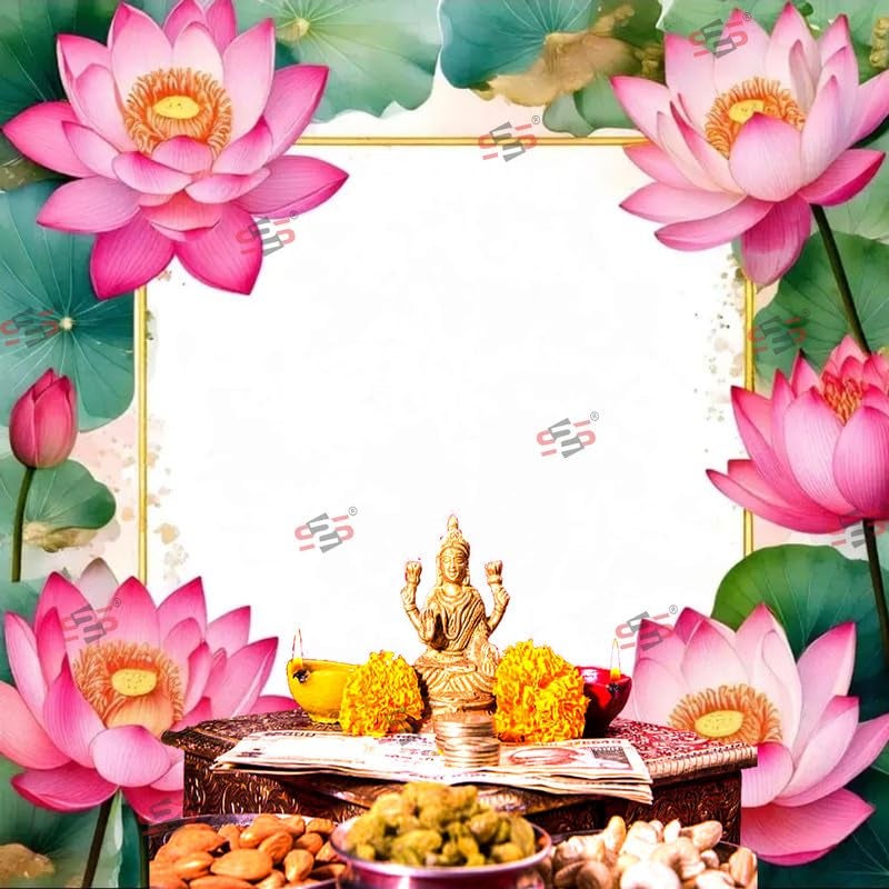 S2S قماش خلفية لوتس إطار لتزيين البوجا التقليدي، قماش تزيين خلفية | قماش ستارة للمهرجانات والفعاليات والمناسبات - (5 × 5 قدم) - Image 4