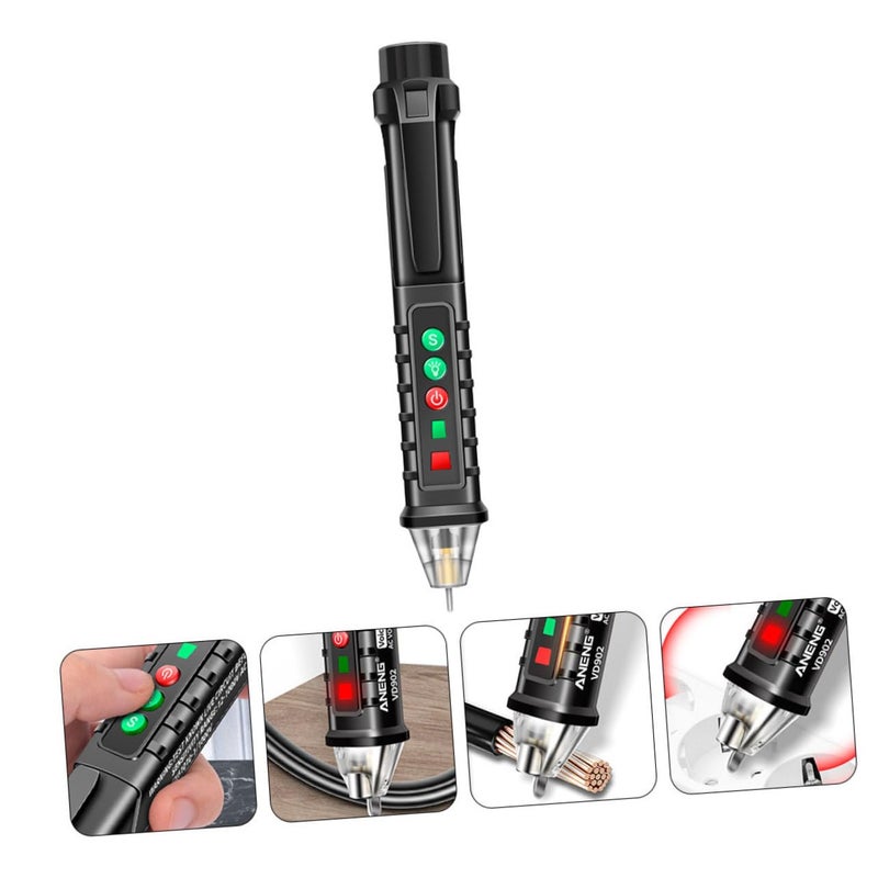 Black Electric Voltage Detector Non Contact Tester With Voice Prompt Flashlight Volt Measurement - Image 4