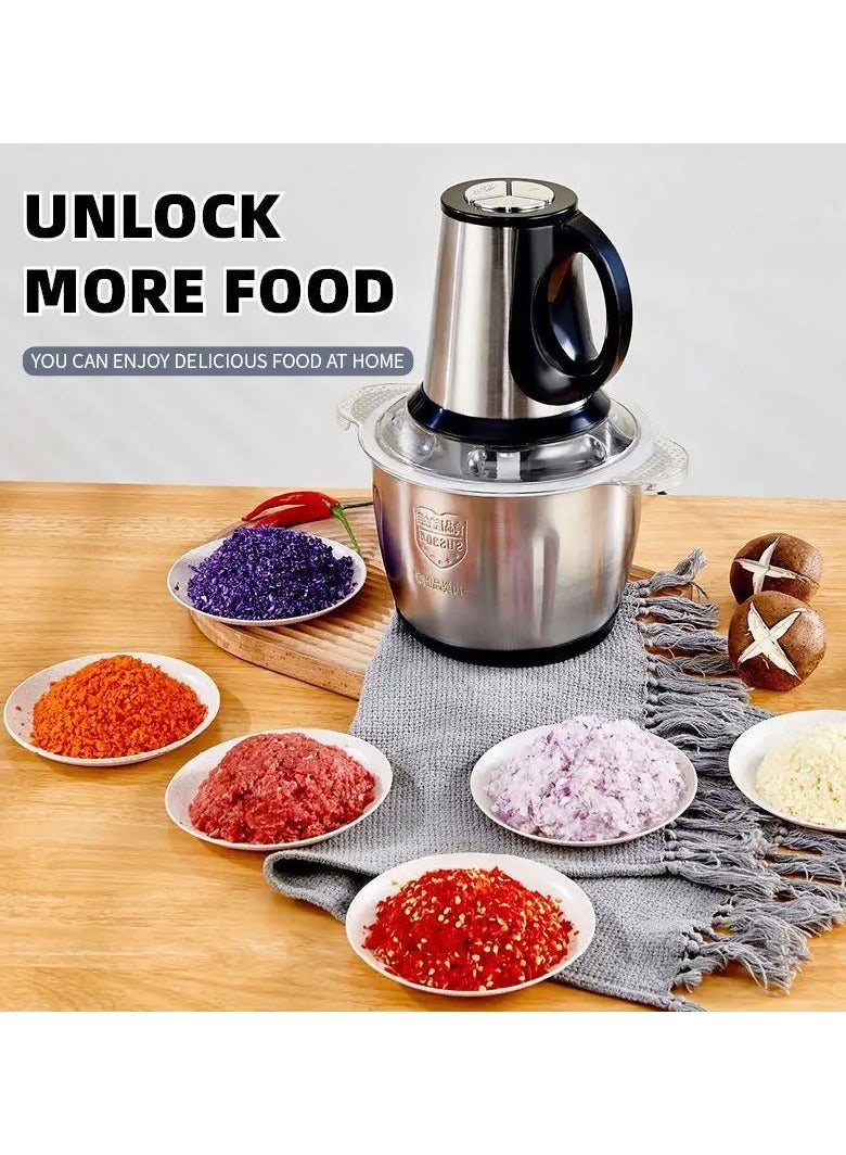 DubaiGallery Meat Grinders 2L Chicken Chopper Food Homemaker Fufu Keema 4 Blades, Stainless Blender 2L Machine Multifunction/  - Image 2