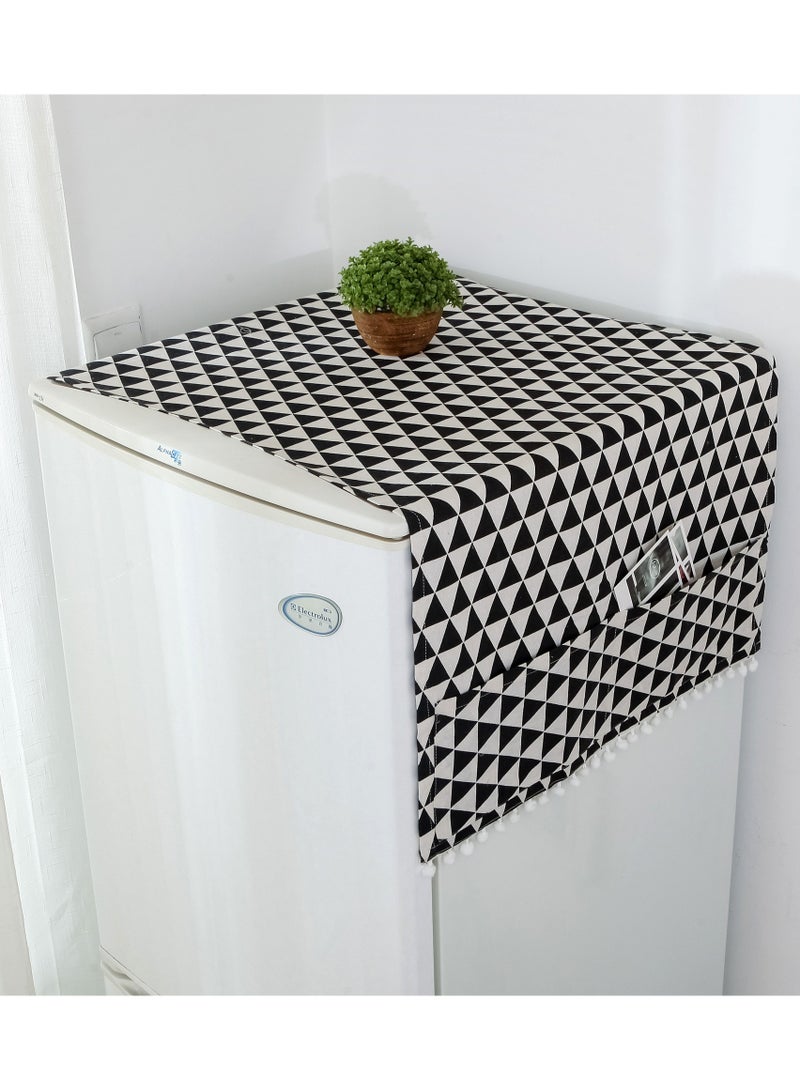 Black geometric refrigerator cover cloth single door refrigerator dust cover pastoral double door refrigerator towel drum washing machine cover towel 55*130cm