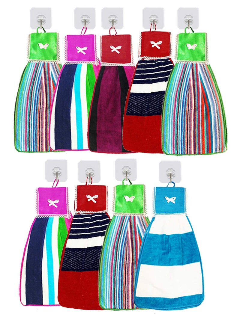 Kuber Industries Hanging Cotton 9 Pieces Cotton Washbasin Napkin/Hand Towel for Kitchen and Bathroom (Multi) - Image 1