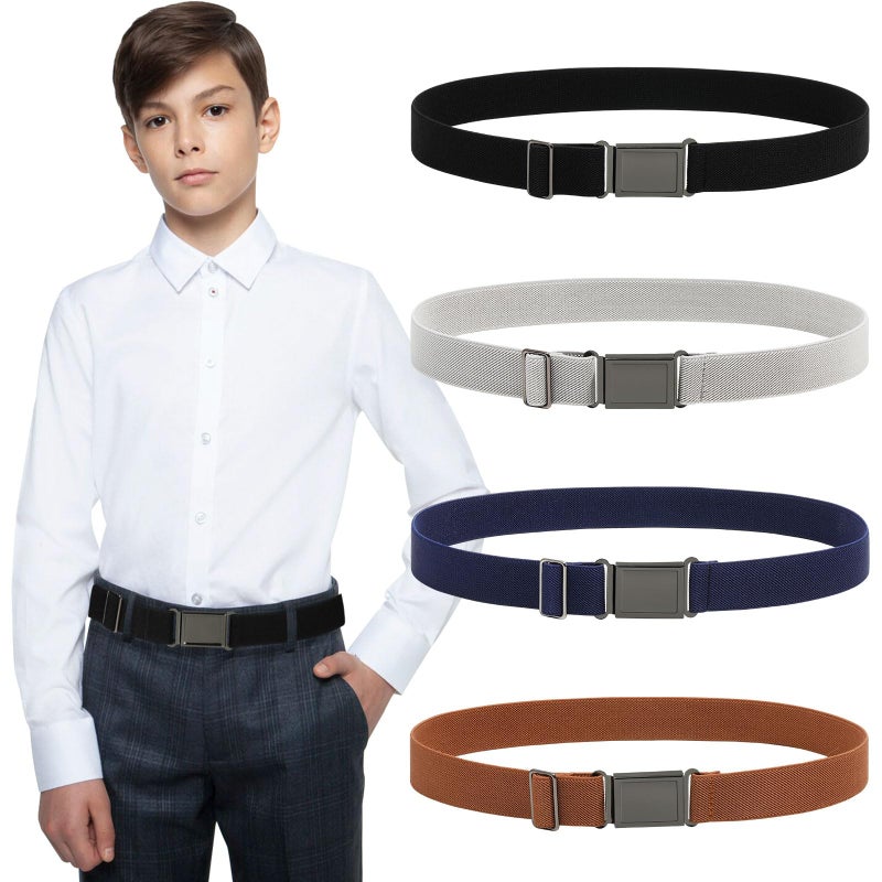 Kajeer Magnetic Boys Belt, Adjustable Elastic Kids Belts for Boys Girl with Magnetic Buckle(Black+Navy Blue+Brown+Grey) - Image 1