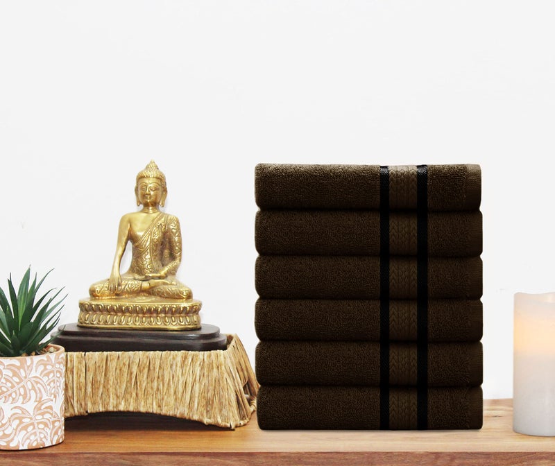 COTTON CRAFT Ultra Soft Hand Towels - 6 Pack - 16x28-100% Cotton Face Towels - Absorbent Quick Dry Everyday Luxury Hotel Bathroom Kitchen Spa Gym Shower Pool Camp Picnic - 580 GSM - Chocolate Brown - Image 4