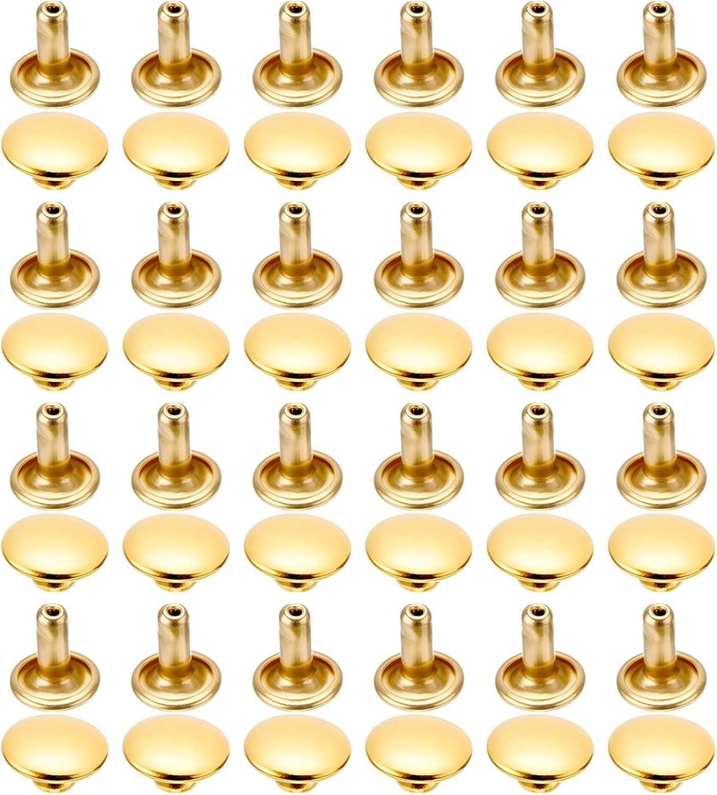 120 Pcs Double Cap Golden Rivets Kit, Leather Crafting Rivet Tool Set With 4 Sizes, For Diy Leather, Clothes, And Bags Decoration - Image 1