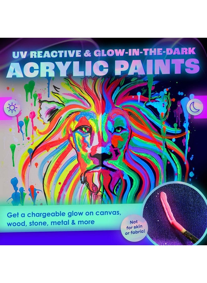 نيون نايتس مجموعة ألوان أكريليك نيون 2 في 1 تتوهج في الظلام وتحت ضوء الأشعة فوق البنفسجية - مجموعة من 8 ألوان نيون ذاتية الإضاءة لعيد الهالوين - جودة ألمانية ممتازة - 8 × 20 مل / - Image 3