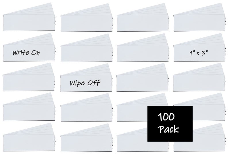 MV Magna Visual Magna Visual 1" x 3" White Pre-Cut Write On Wipe Off Magnetic Strips 100 Pack - Image 2