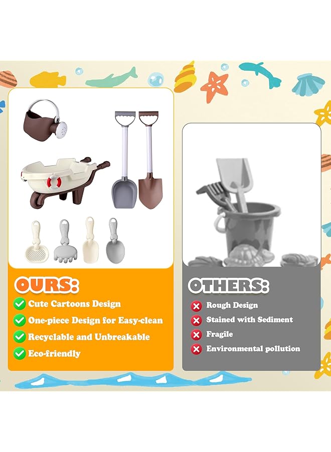 KASTWAVE Beach Sand Toys 18Pcs Beach Toy Trolley With Beach Bucket Beach Shovels Water Wheel Watering Can And Sea Animals Molds Summer Outdoor Travel Toys - Image 4