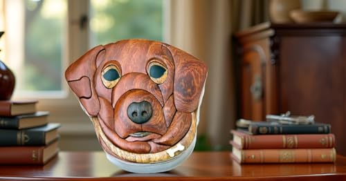 The Handcrafted Dog Natural Wood Intarsia Puzzle Box Handcrafted with Secret Compartment - Image 5