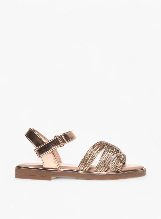 Flora Bella By Shoexpress Girls Embellished Strap Sandals With Hook And Loop Closure