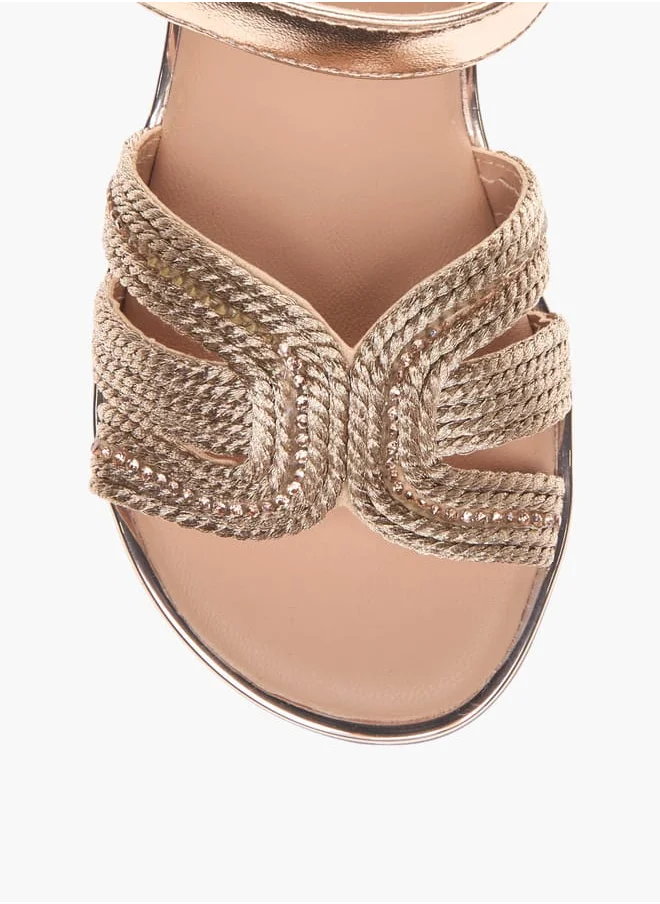 Flora Bella By Shoexpress Girls Embellished Strap Sandals With Hook And Loop Closure Ramadan Collection