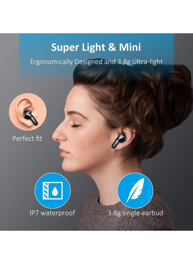 lekikpo Wireless Earbud Bluetooth 5.3 Headphones, Hi-Fi Stereo Ear Buds with 4 ENC Cancelling Mics, 40H in-Ear Earphones IP7 Waterproof Sports, LED Display, Mini Headset for Laptop Pad TV, Android/iOS Phones-Black  - Image 5