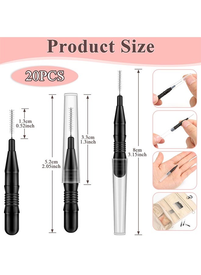 20Pcs Micro Eyebrow Brush with Cap, Brow Lamination Brush Spoolies for Eyebrow Eyelash Brow Brush Lash Filler, Eyebrow Lash Lift And Tint Tools for Brows and Lashes Comb Extensions