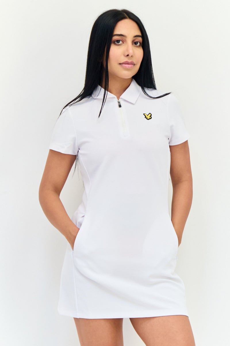 Lyle & Scott Women Brand Logo Mini Dress, White - Image 1