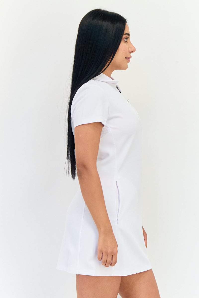 Lyle & Scott Women Brand Logo Mini Dress, White - Image 2