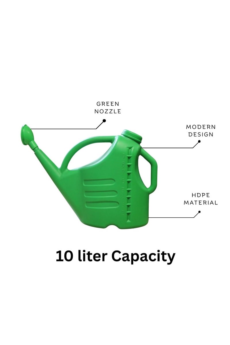 SNH Watering Can, Plant water sprayers, plant watering kettle | 10 Ltr | premium Plastic Gardening Tool For Plant Watering, Gardening Water Shower, Irrigation, Fertilizer & Insecticide Spray | Comes With detachable Shower Nozzle | Available In Green color. - Image 1