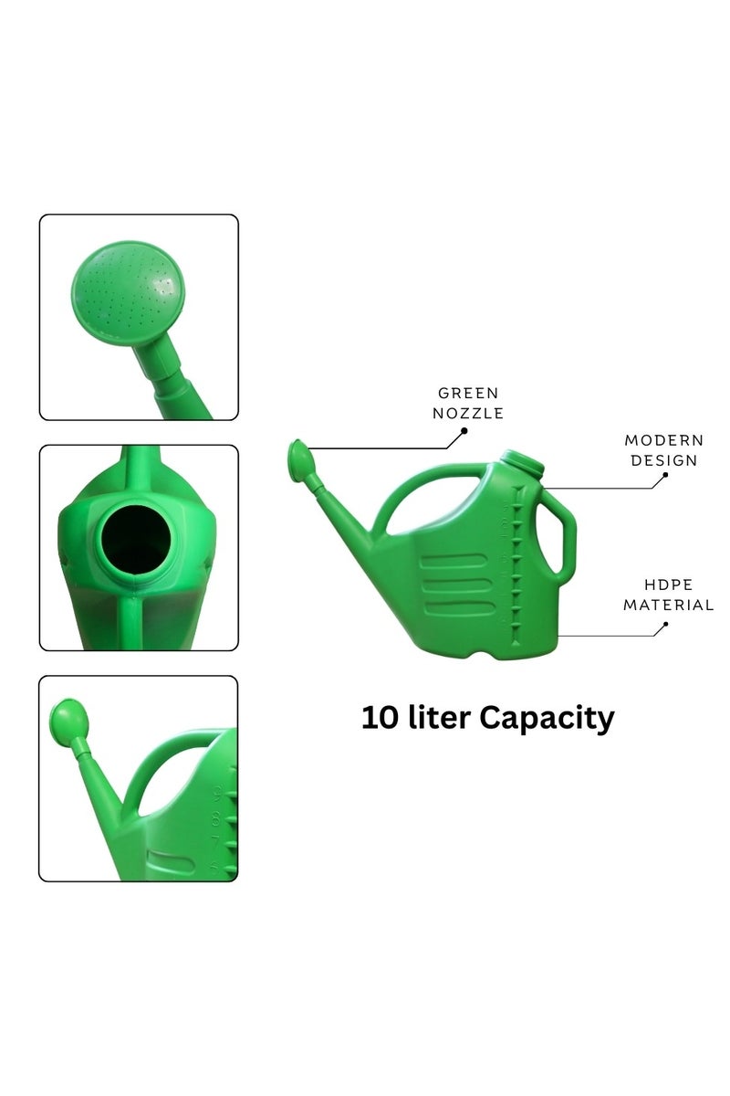 SNH Watering Can, Plant water sprayers, plant watering kettle | 10 Ltr | premium Plastic Gardening Tool For Plant Watering, Gardening Water Shower, Irrigation, Fertilizer & Insecticide Spray | Comes With detachable Shower Nozzle | Available In Green color. - Image 2