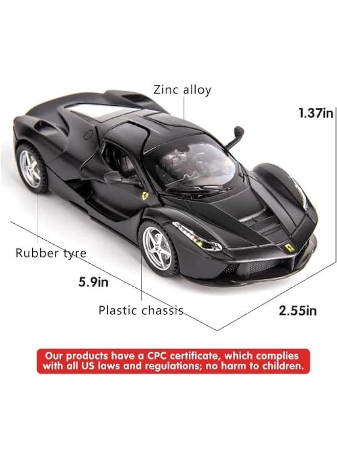 MIXDE 1:32  Model Pull Back Car Toy car with Sound and Light for Kids Boy Girl, Metal Body, Door Opened, Black  - Image 4