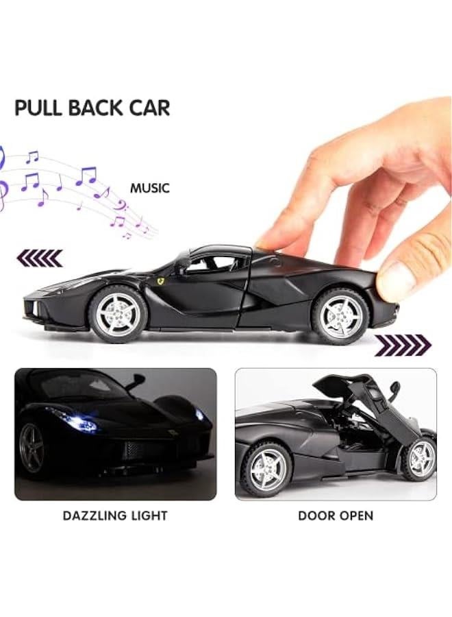 MIXDE 1:32  Model Pull Back Car Toy car with Sound and Light for Kids Boy Girl, Metal Body, Door Opened, Black  - Image 5