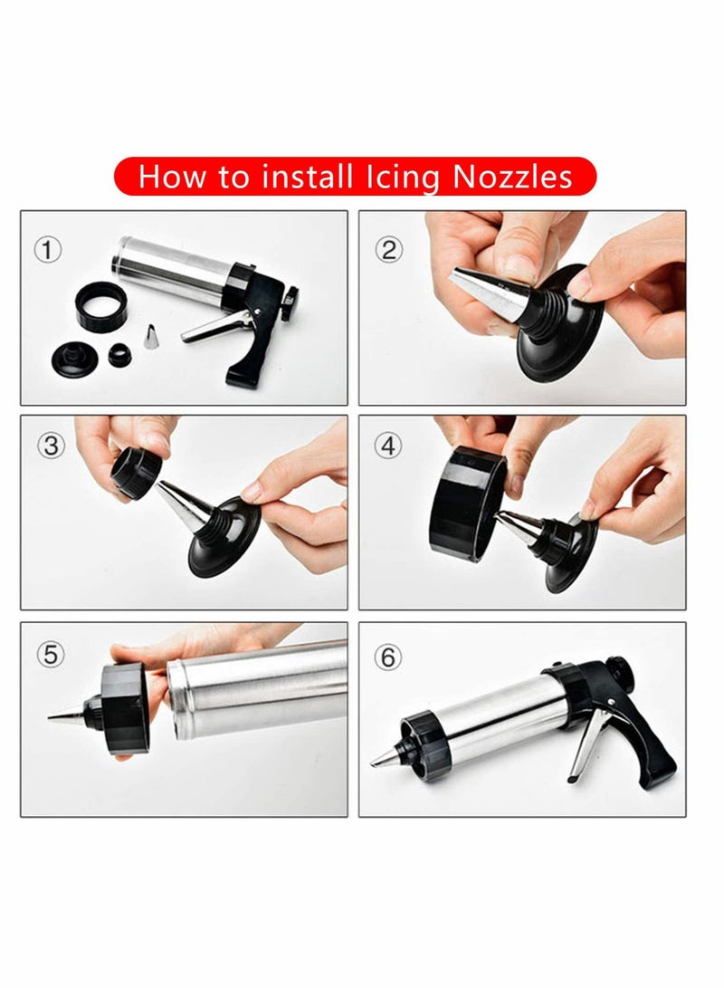 DIY Cookie Press Gun Set - Create Beautiful Cookies with 8 Icing Nozzles & 13 Molds for Fun Baking! - Image 5