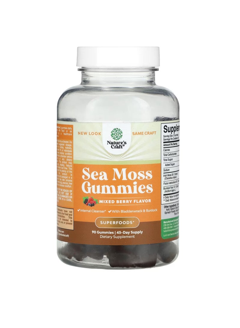 Nature's Craft Sea Moss Gummies, Mixed Berry, 90 Gummies