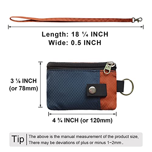 CHENSPRX Minimalist RFID Blocking Small Wallet with ID Window,WaterResistant Zip Id Case Wallet with Lanyard Keychain for Cards,Cash,Travel,Women,Men (Navy+Sedona) - Image 5